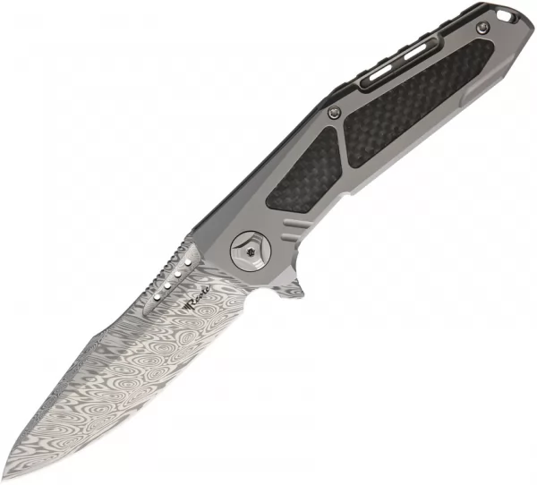 Reate Knives K3 Framelock Damascus CF REAK3DPDCF