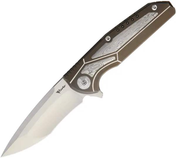 Reate Knives K4 Framelock Bronze Damascus REAK4BRSD