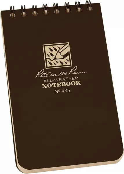 Rite in the Rain Top Spiral Notebook 3x5 Brown RITR435