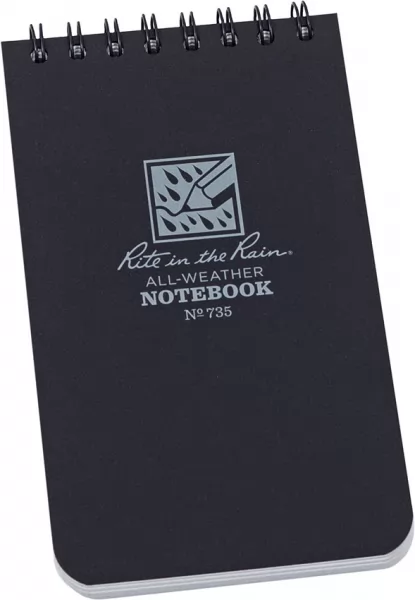 Rite in the Rain 3 x 5 Top Spiral Notebook Blac RITR735