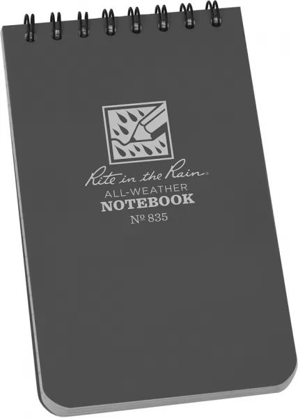 Rite in the Rain Top Spiral Notebook 3x5 Gray RITR835