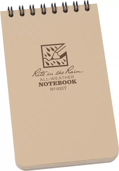 Rite in the Rain 3 x 5 Top Spiral Notebook Tan RITR935T