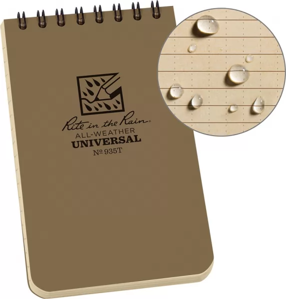 Rite in the Rain Top Spiral Notebook 3x5 Tan RITR935TL