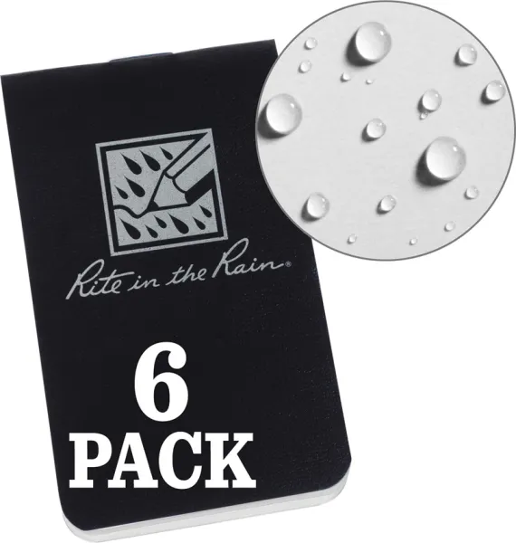 Rite in the Rain OTG Notebook Black- 6pk RITROTG771