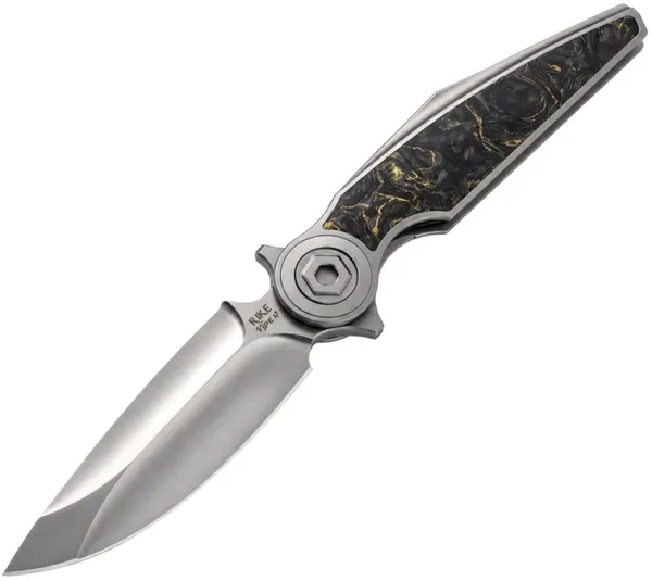 Rike Knife Viper 3 V2 Framelock Gold CF RK0211