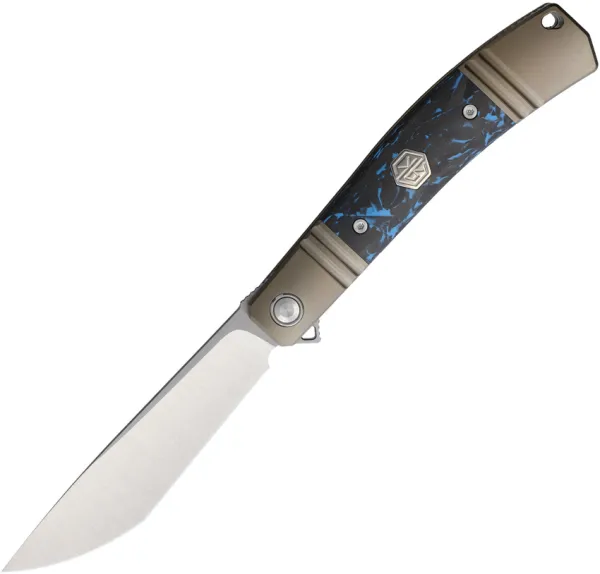 Rike Knife Framelock Bronze Blue CF RKKD02BBCF