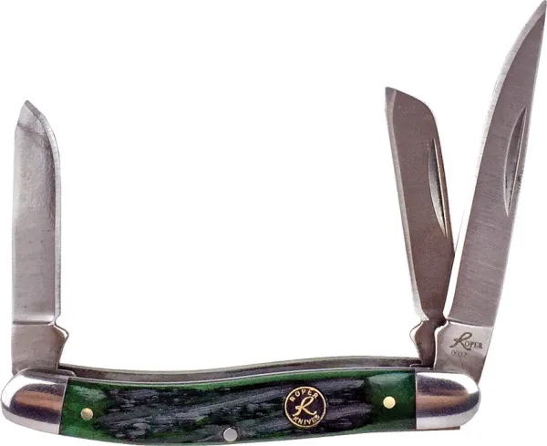 Roper Knives Stockman Green Bone Carbon RP0001CGB