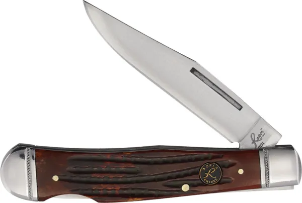 Roper Knives Lockback Trapper Brown Bone RP0005CBB