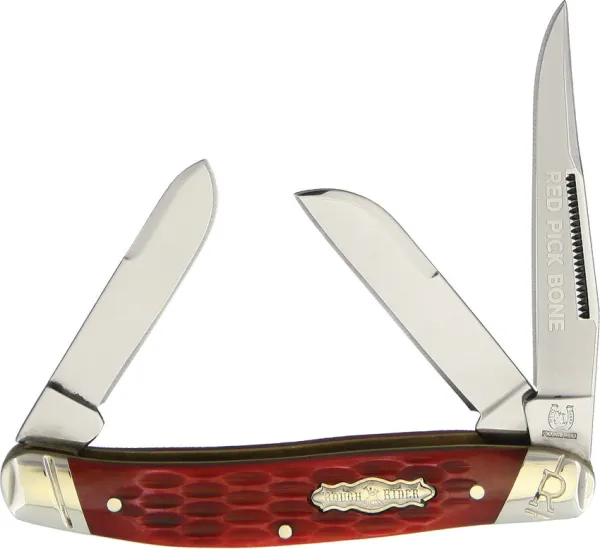 Rough Ryder Stockman Red Picked Bone knives RR1682