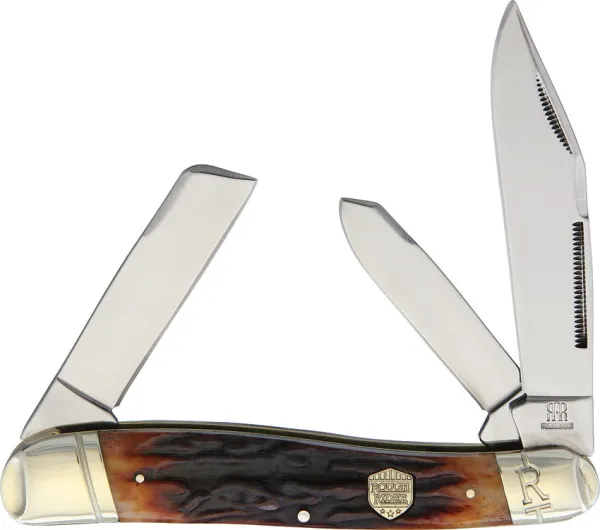 Rough Rider Lg Stockman Brown Stag Bone knives RR1799