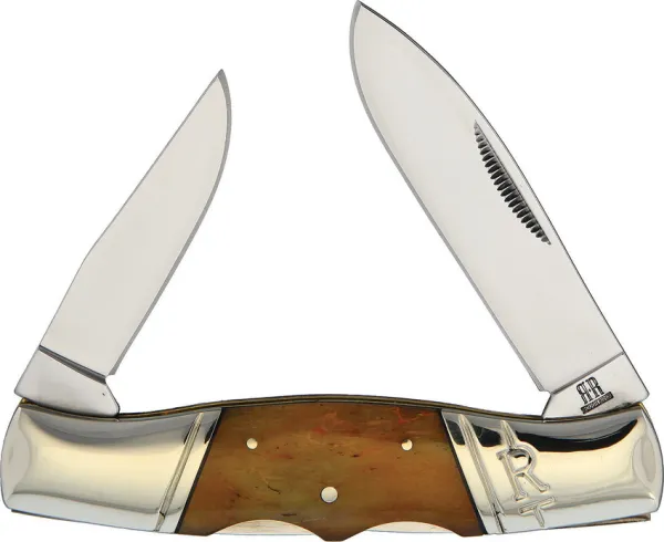 Rough Ryder Double Lock Amber Bone knives RR1897