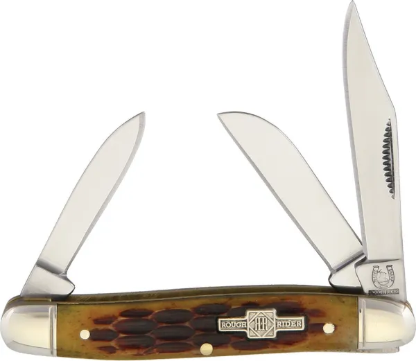 Rough Rider Small Stockman Amber Bone knives RR194