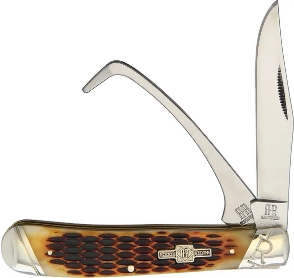 Rough Rider Equestrian Trapper Amber Bone knives RR1971
