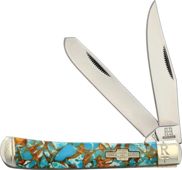 Rough Rider Trapper Amber Turquoise knives RR2001