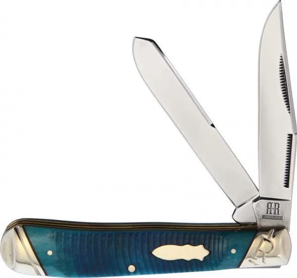 Rough Rider Black and Blue Trapper knives RR2115