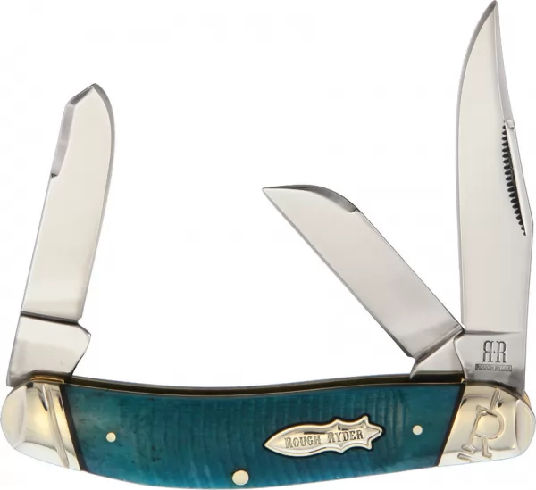 Rough Ryder Black and Blue Sowbelly Trappe knives RR2116
