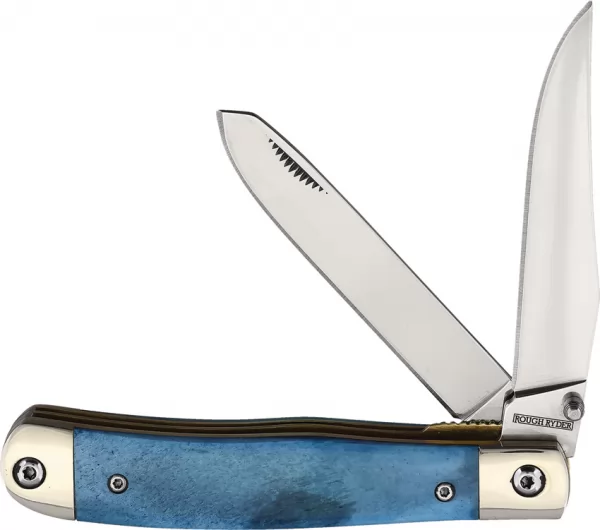 Rough Rider Trapper Blue Smooth Bone A-O knives RR2236