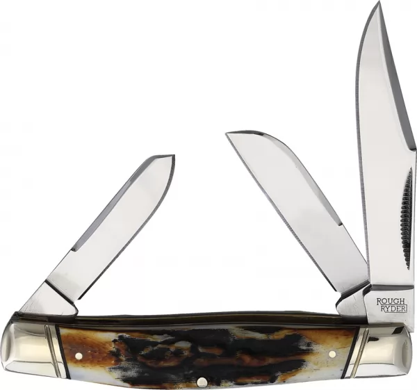 Rough Rider Stockman Cinnamon Bone Stag knives RR2421