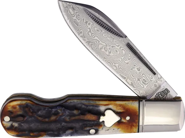 Rough Rider EO Jack Cinnamon Bone Damascus knives RR2528
