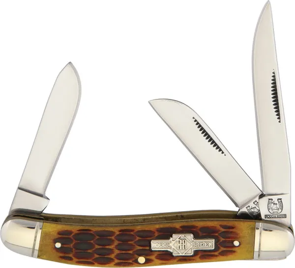 Rough Rider Stockman Amber Bone knives RR438