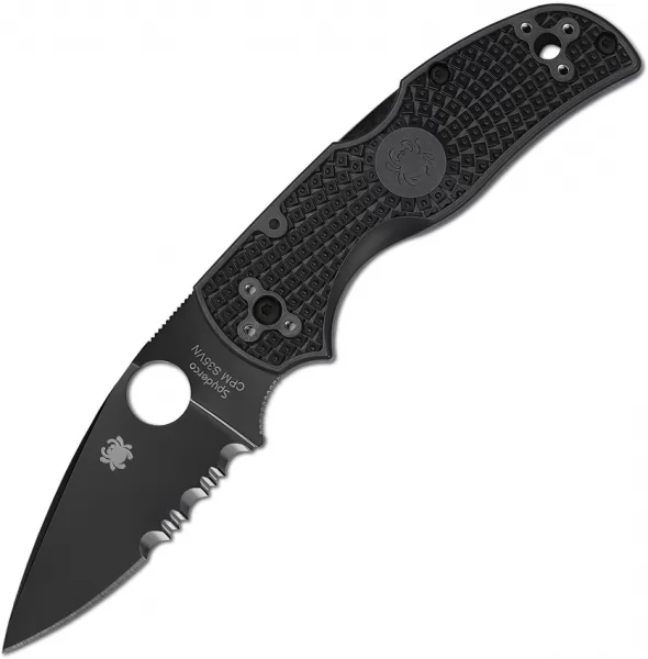 Spyderco Native 5 Lockback Black Serr knives SC41PSBBK5