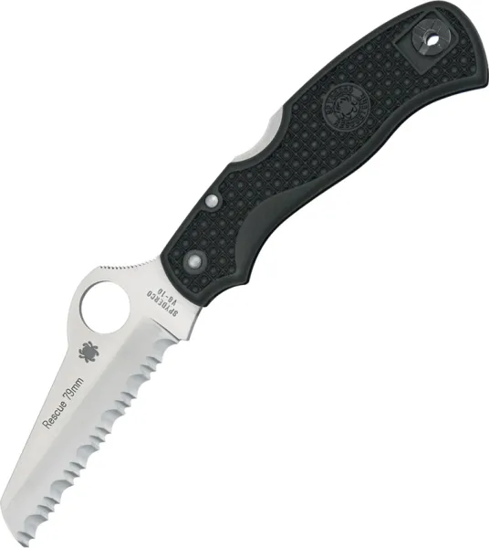Spyderco Rescue Lockback 79mm Black knives SC45SBK