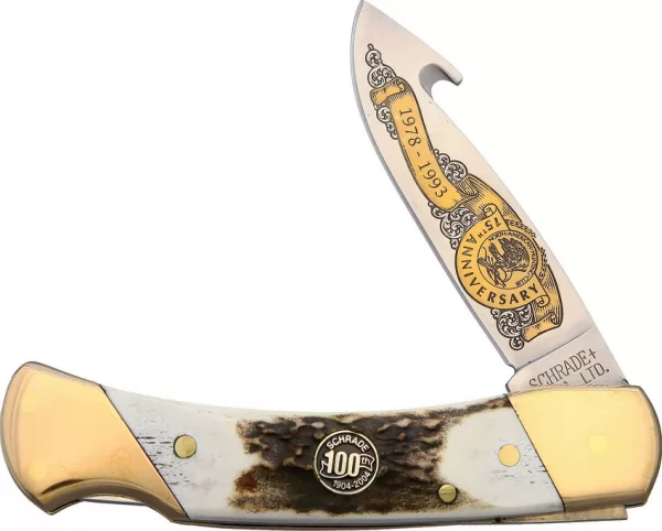 Schrade 75th Annv Lockback Guthook knives SCH3