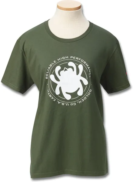 Spyderco Womens T-Shirt Green Bug S knives SCTSWRHPS
