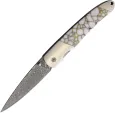 Santa Fe Stoneworks Damascus Linerlock White/Gold - SFDJS70WG