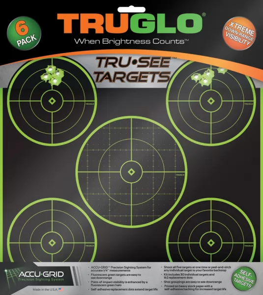 TRUGLO Tru-See 5 Bullseye Target 6pk TG11A6