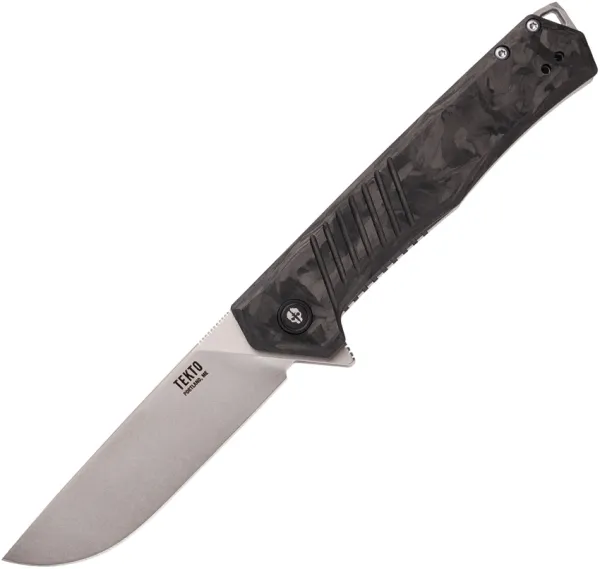 Tekto Knives F1 Alpha Linerlock CF-Silver TKTF1CBKSL1