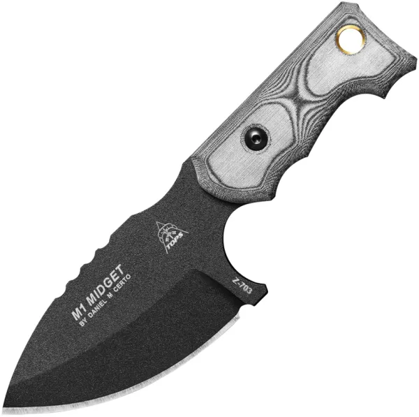 Tops M1 Midget Knife 7 1-4 Overall Black Sheath TPM1MGT01