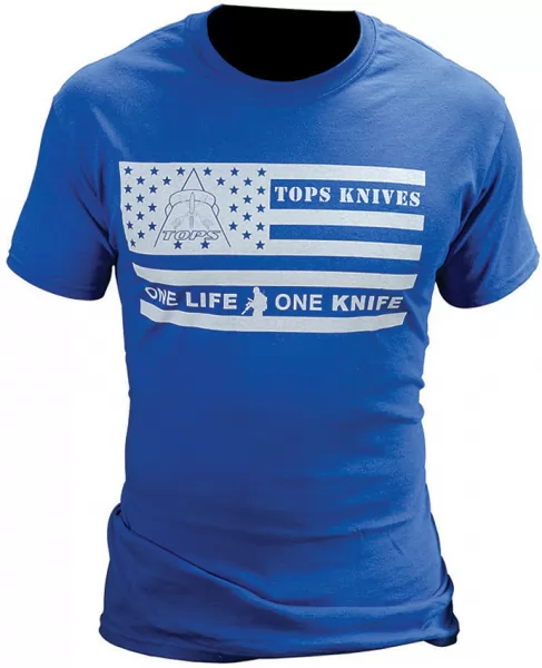 TOPS T-Shirt Flag Logo Blue Large knives TPTSFLAGBLULG