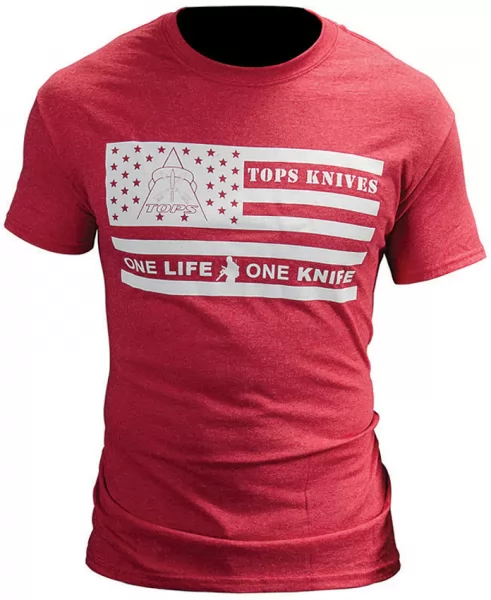 TOPS T-Shirt Flag Logo Red Large knives TPTSFLAGREDLG