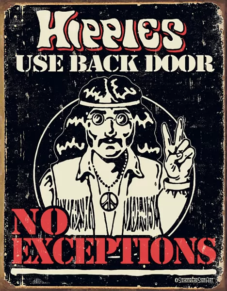Tin Signs Hippies Use Back Door TSN1558