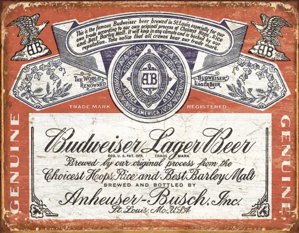 Tin Signs Budweiser Weathered TSN1751