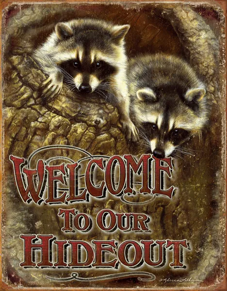 Tin Signs Welcome To Our Hideout TSN1948