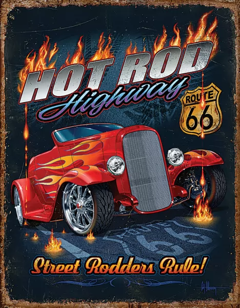 Tin Signs Hot Rod Route 66 TSN2370