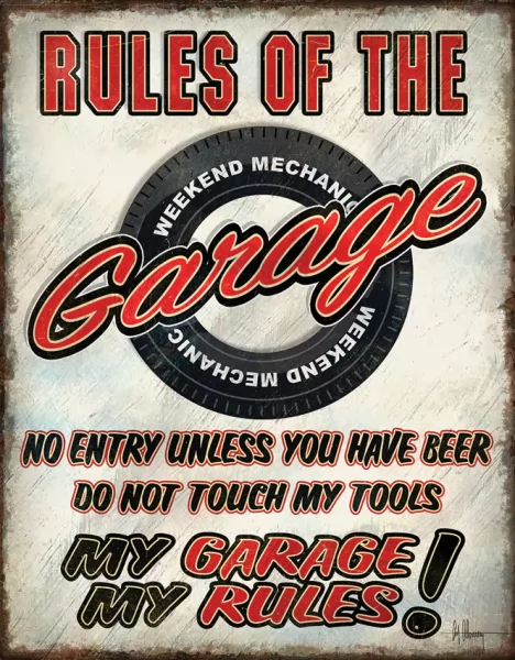 Tin Signs Rules Of Garage Sign TSN2410