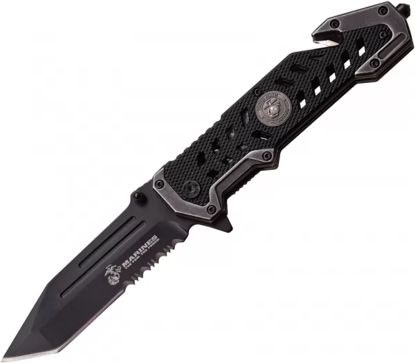 USMC Marines Linerlock A-O Black knives USMA1052BK
