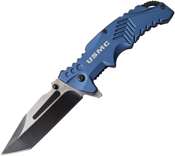 USMC Linerlock A-O Blue knives USMA1058BL