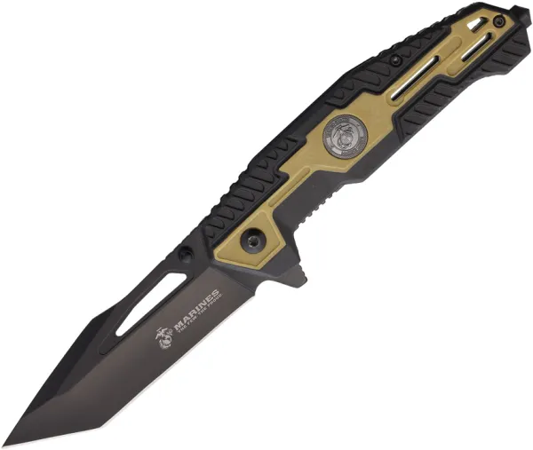 USMC Linerlock A-O Black-Tan knives USMA3001TN