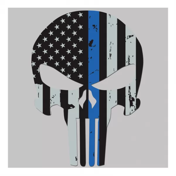 United States Tactical Sticker Thin Blue Line Skull USTBS767