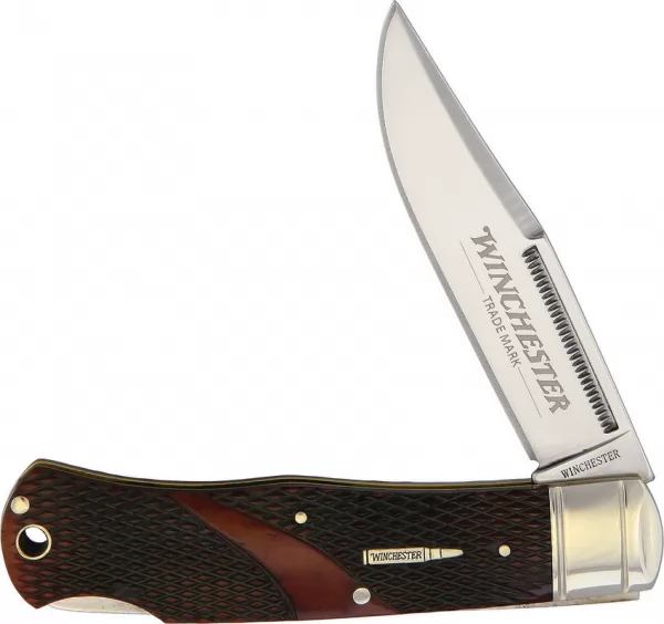 Winchester Lockback Brown Checkered Bone knives - multitools WN19111C