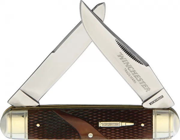 Winchester Trapper Brown Checkered Bone knives - multitools WN29123C