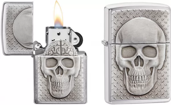Zippo Skull with Brain Surprise lights ZO07682