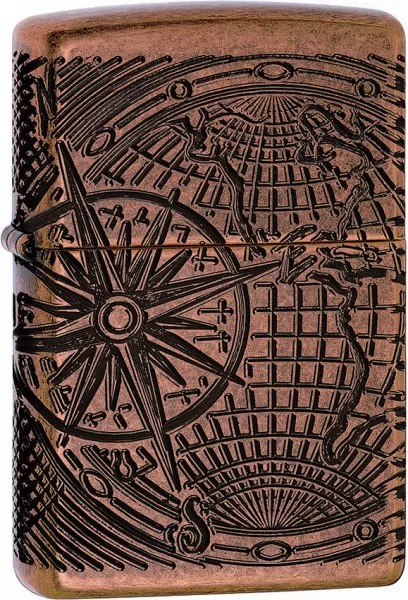 Zippo World Map Armor Series lights ZO08809