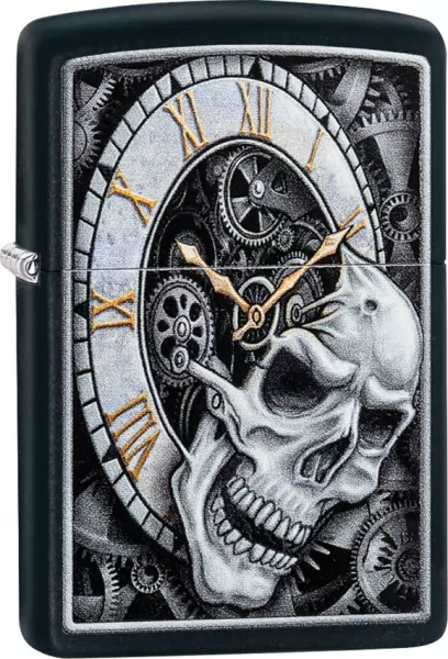 Zippo Skull Clock Design Lighter lights ZO08846