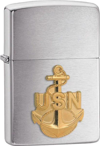 Navy Anchor Emblem lighter (ZO10510) Brushed Chrome