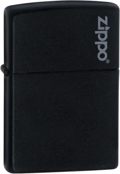 11343 Black Matte Windproof Lighter Zippo Logo Lid 11343